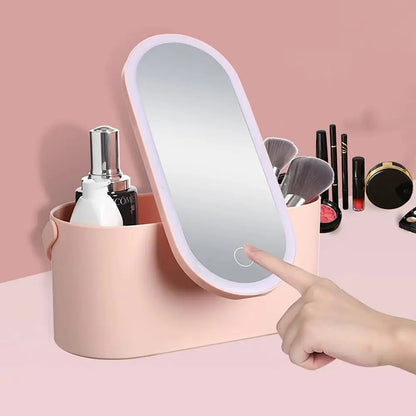 Portable Glow Makeup Box with LED Mirror – Organize, Light Up, and Perfect Your Look Anywhere!