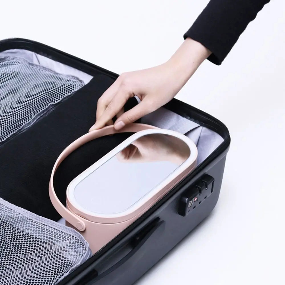 Portable Glow Makeup Box with LED Mirror – Organize, Light Up, and Perfect Your Look Anywhere!