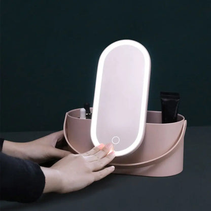 Portable Glow Makeup Box with LED Mirror – Organize, Light Up, and Perfect Your Look Anywhere!